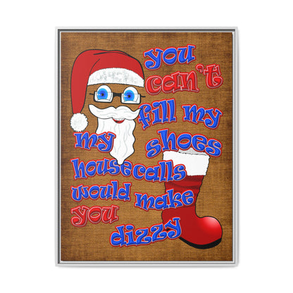 santa's shoes - framed canvas art (brown papyrus)