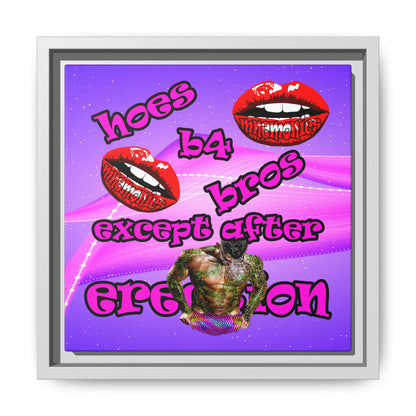 hoes b4 bros - framed canvas art (purple-pink wave)
