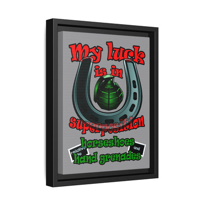 my luck - framed canvas art (grey)