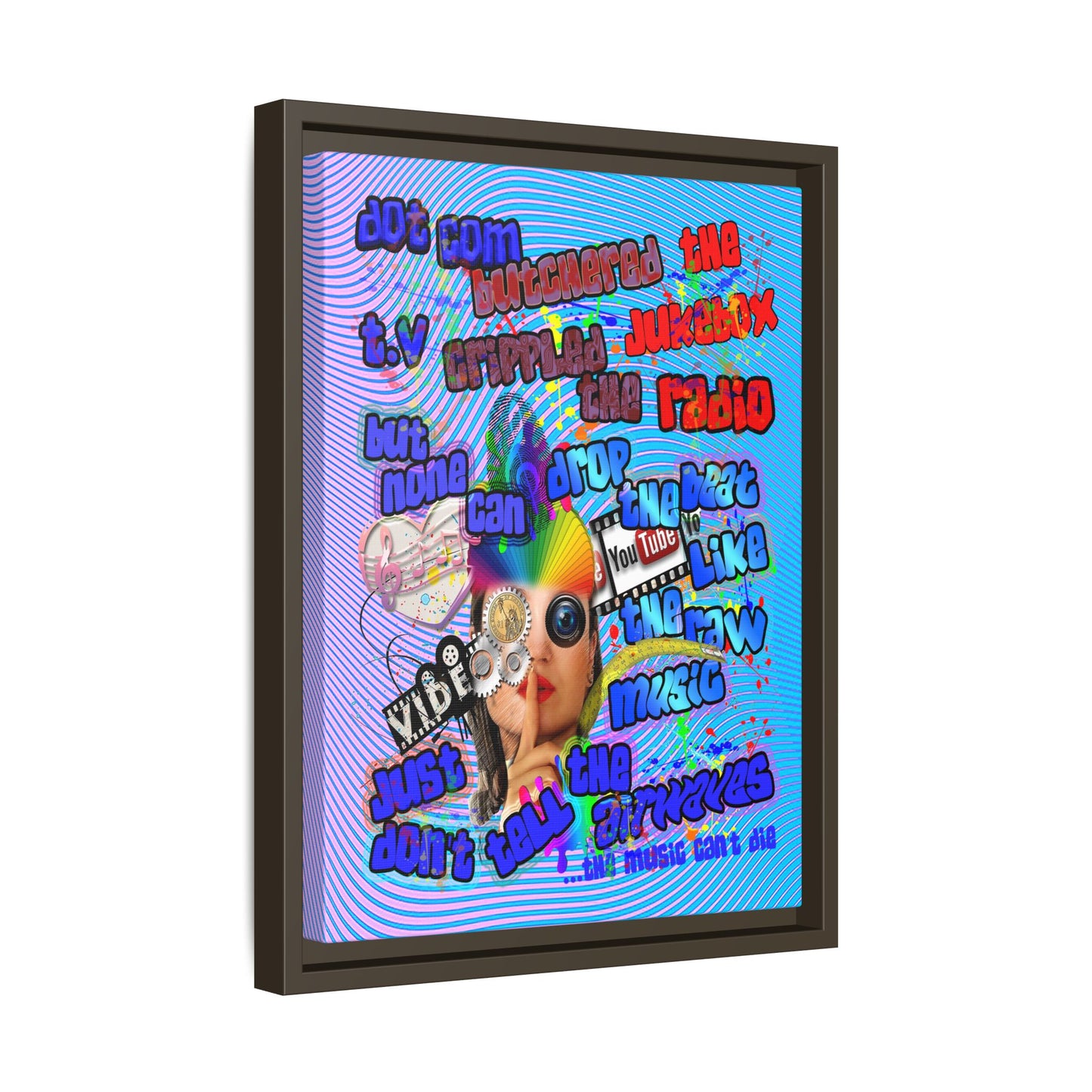 drop the beat - framed canvas art (light blue-purple wave)