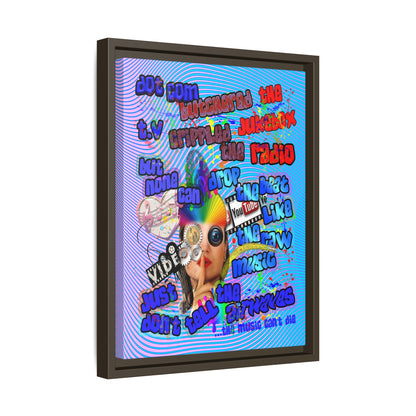 drop the beat - framed canvas art (light blue-purple wave)