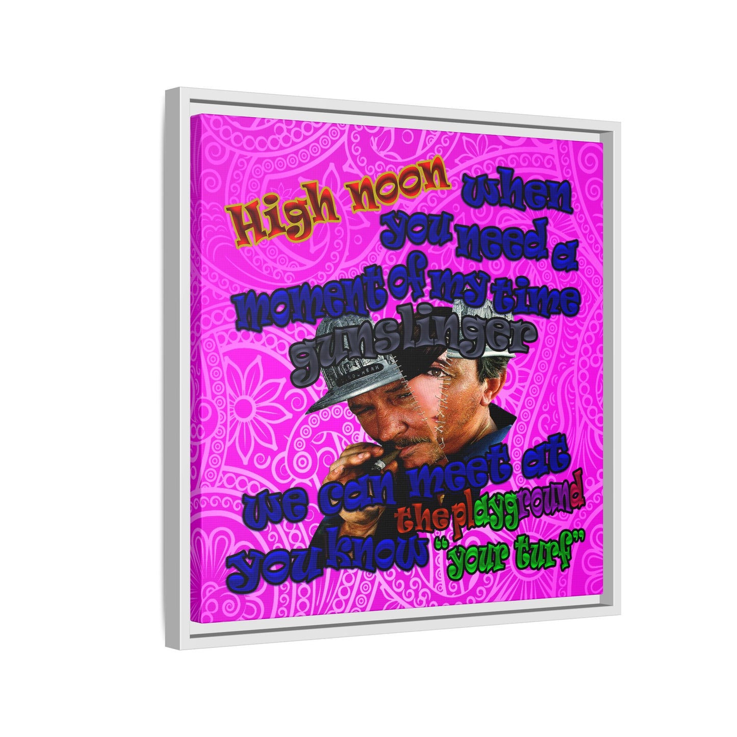 high noon - framed canvas art (pink swirl)