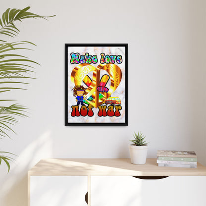 love peace - framed canvas art (white marble)