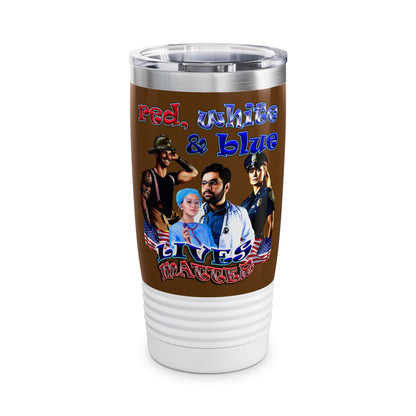 rw&b lives matter - Ringneck Tumbler, 20oz (brown)