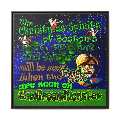 christmas spirits of boston - framed canvas art ('snoops' background)