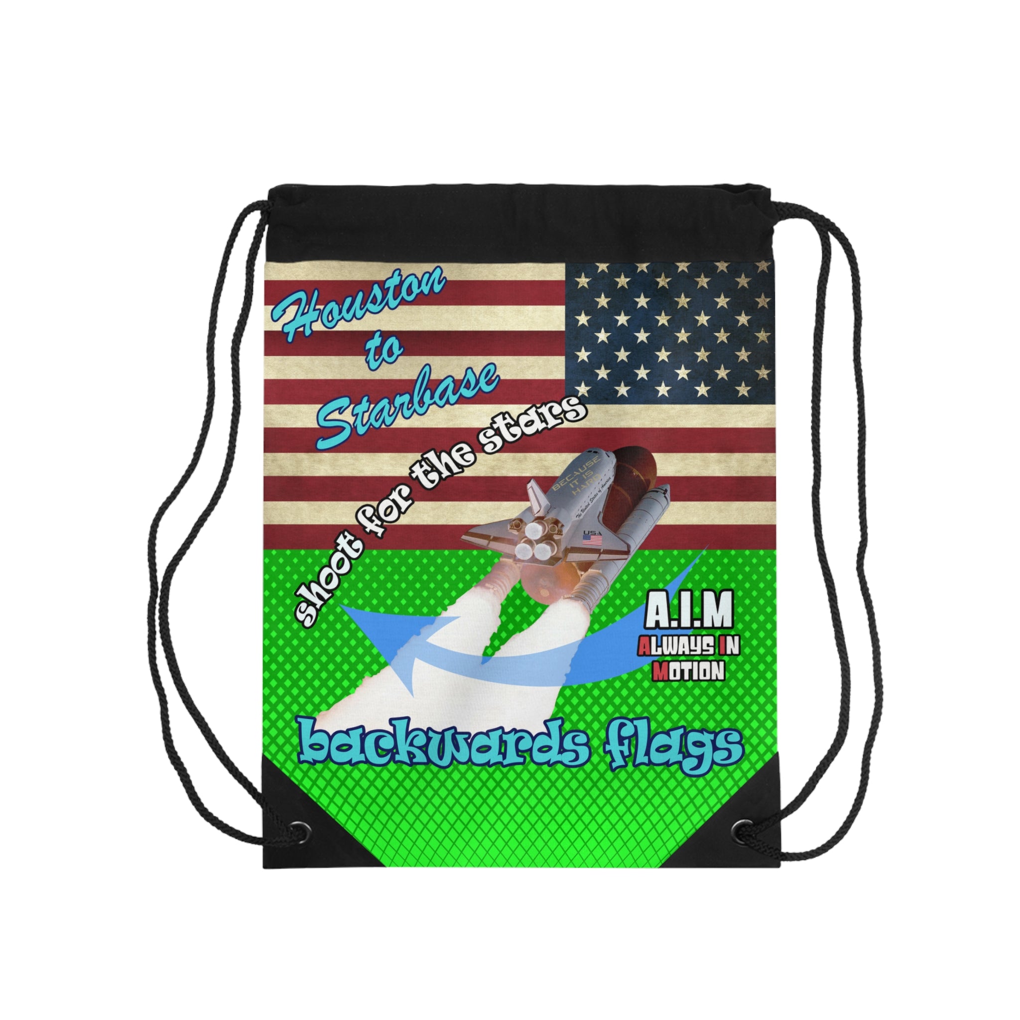 shoot for the stars - Drawstring Bag (logo green)