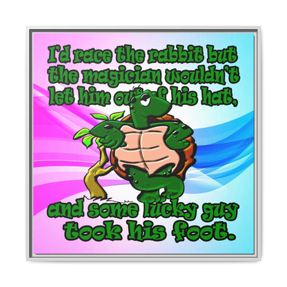 turtle race - framed canvas art (light blue-pink wave)