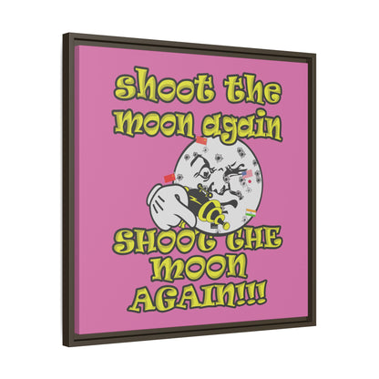 shoot the moon again - framed canvas art (light pink)