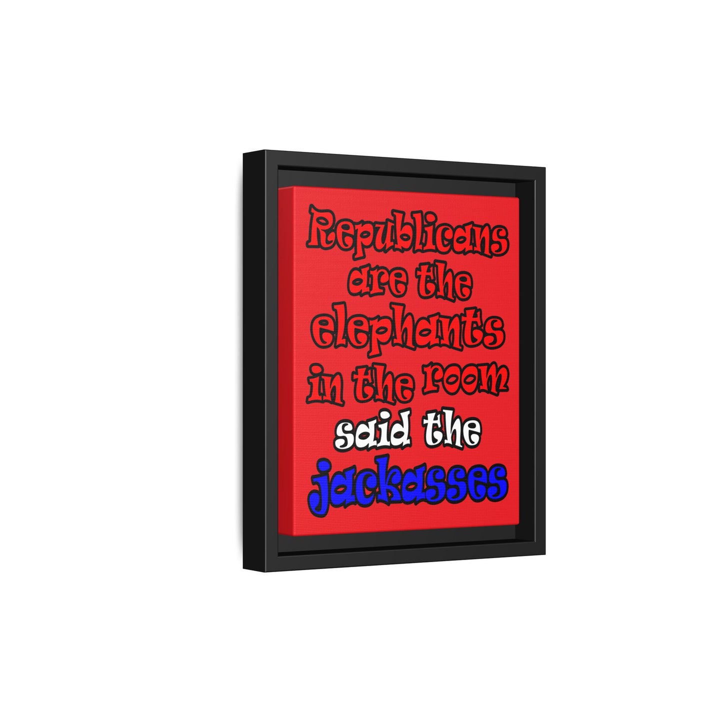 donkeys and elephants - framed canvas art (red)