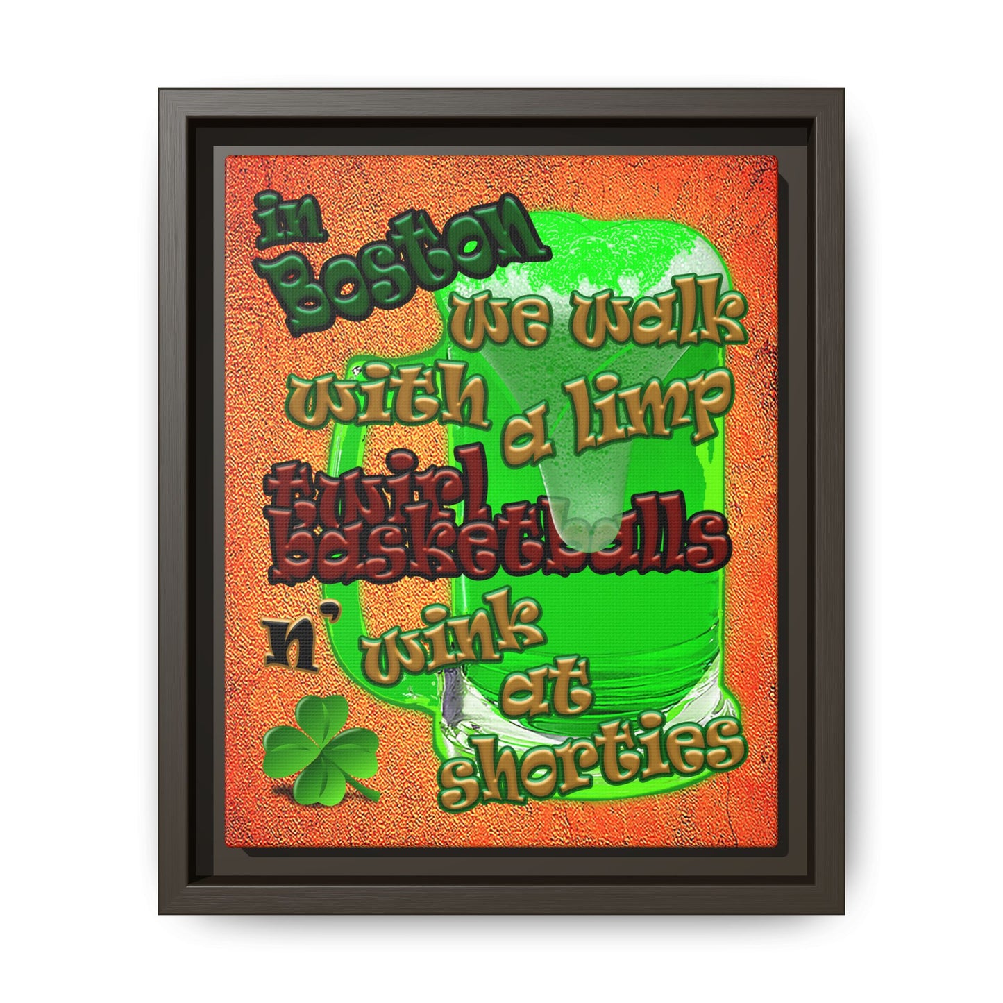 celtics logo - framed canvas art (burnt orange)