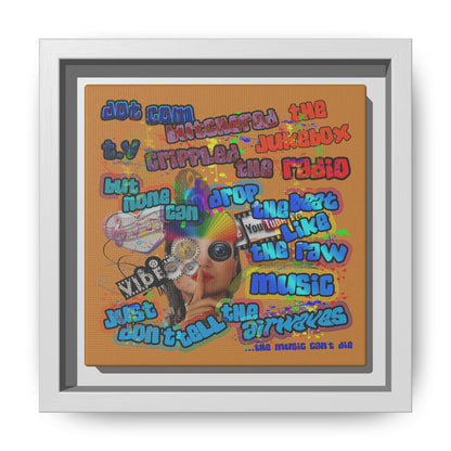 drop the beat - framed canvas art (light brown)