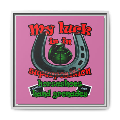 my luck - framed canvas art (light pink)