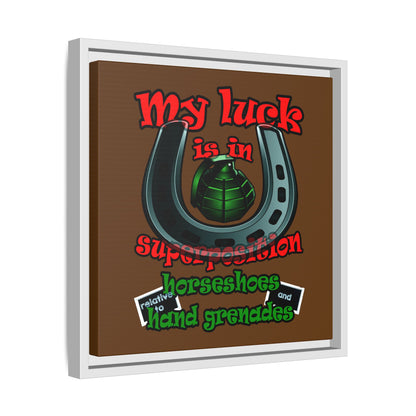 my luck - framed canvas art (brown)