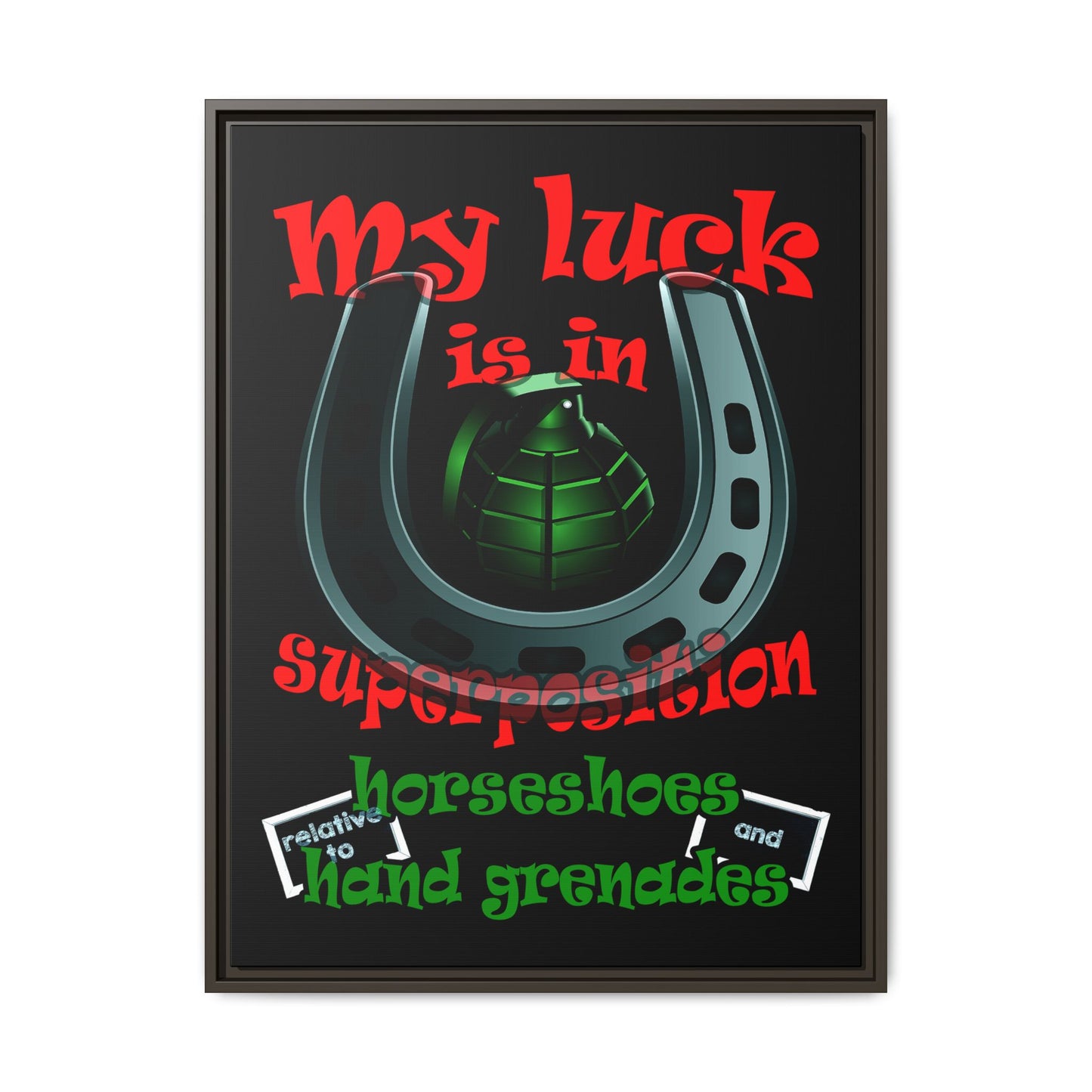 my luck - framed canvas art (black)