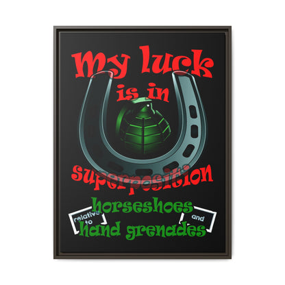 my luck - framed canvas art (black)