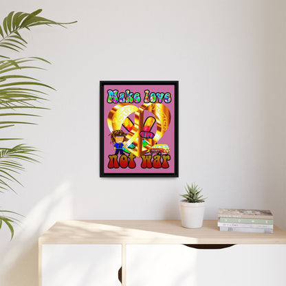 love peace - framed canvas art (light pink)
