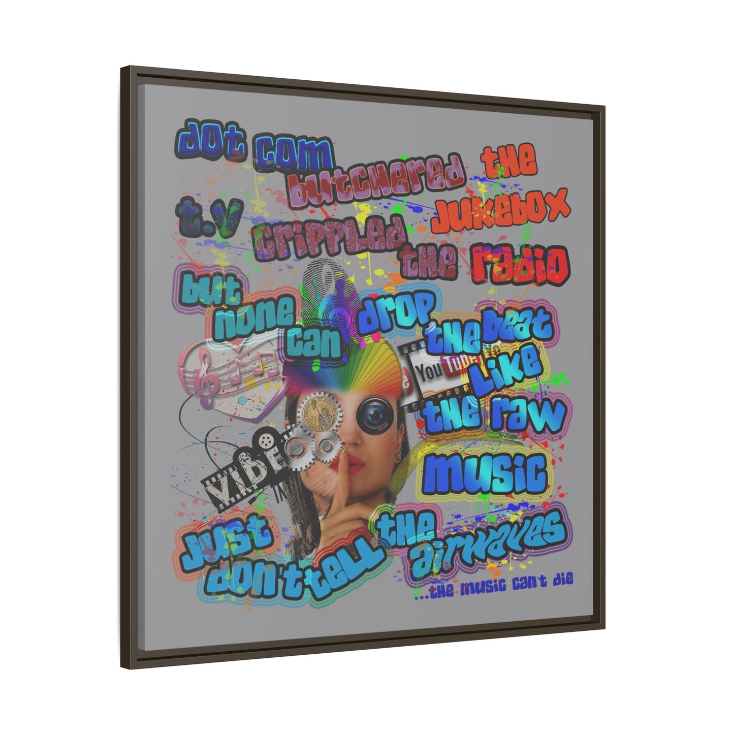 drop the beat - framed canvas art (grey)