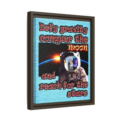 defy conquer reach - framed canvas art (faded blue)