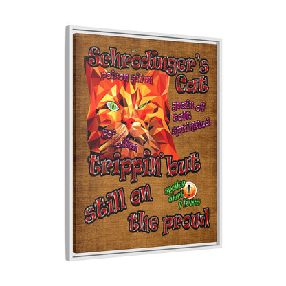 schrodinger's cat - framed canvas art (brown papyrus)