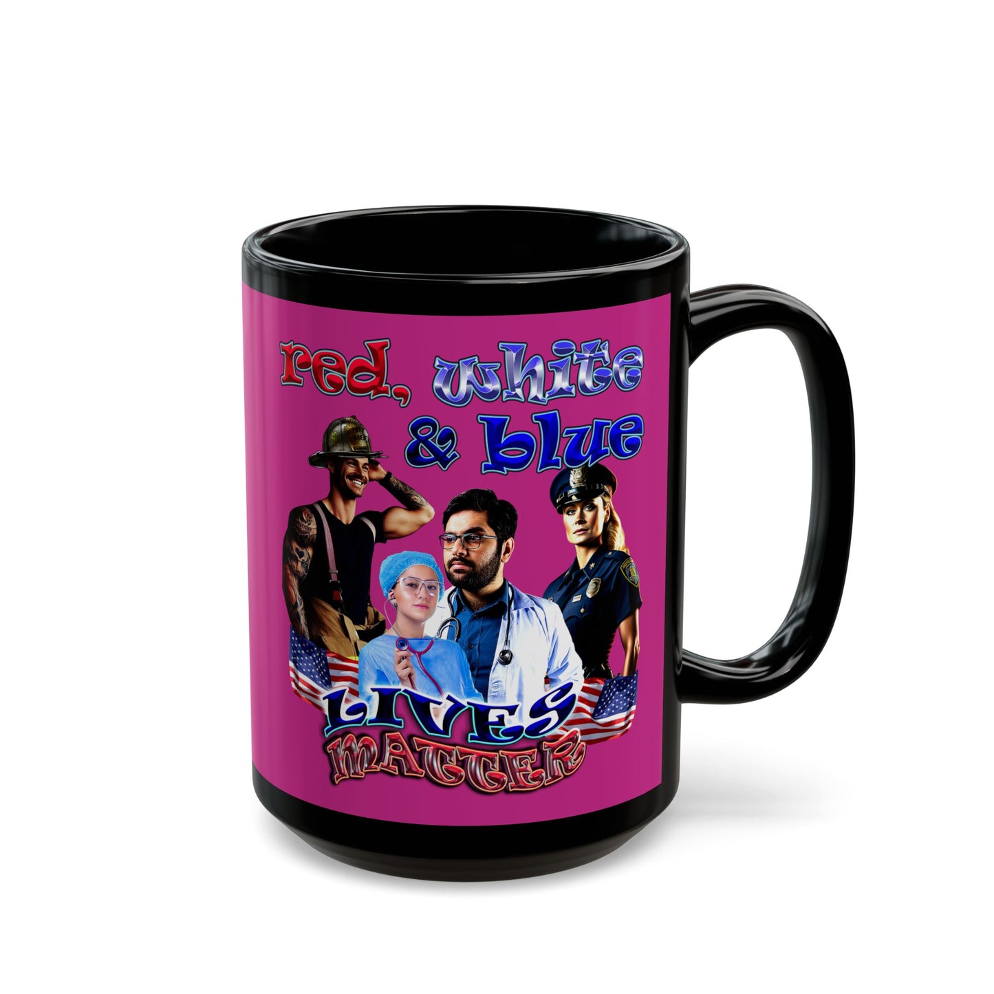 rw&b lives matter - Black Mug (pink)