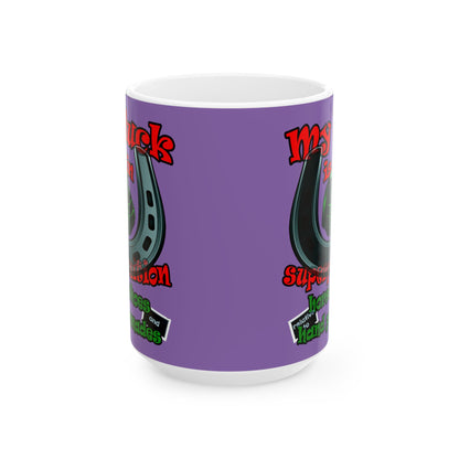 my luck - White Mug (light purple)