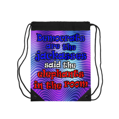 donkeys and elephants - Drawstring Bag (purple wave)