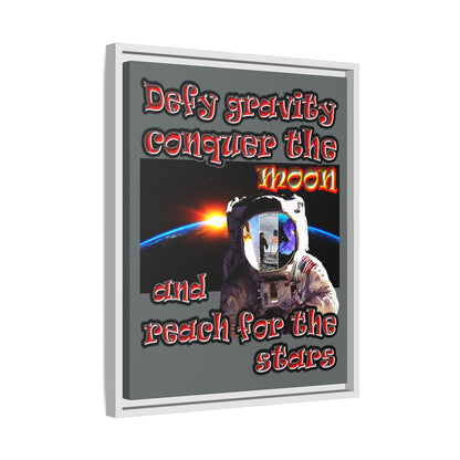 defy conquer reach - framed canvas art (dark grey)