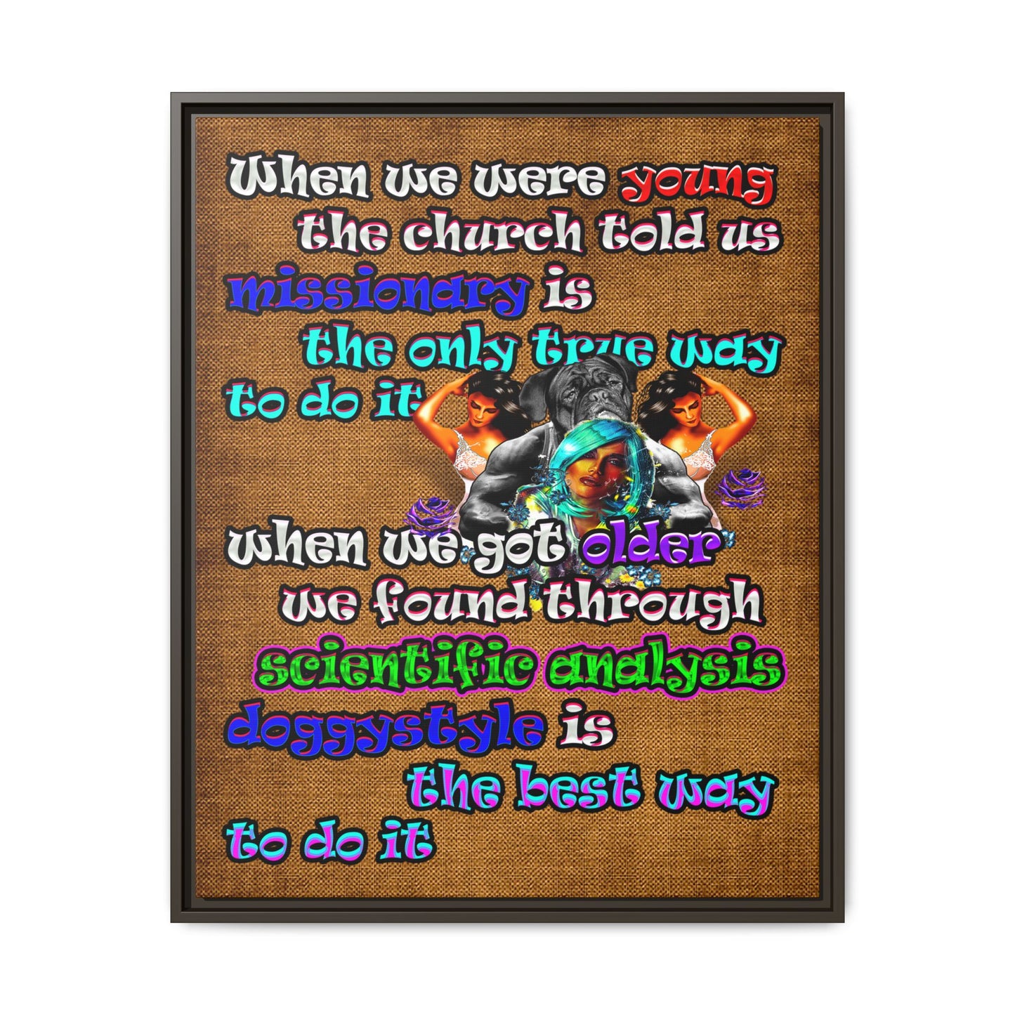 doggystyle - framed canvas art (brown papyrus)