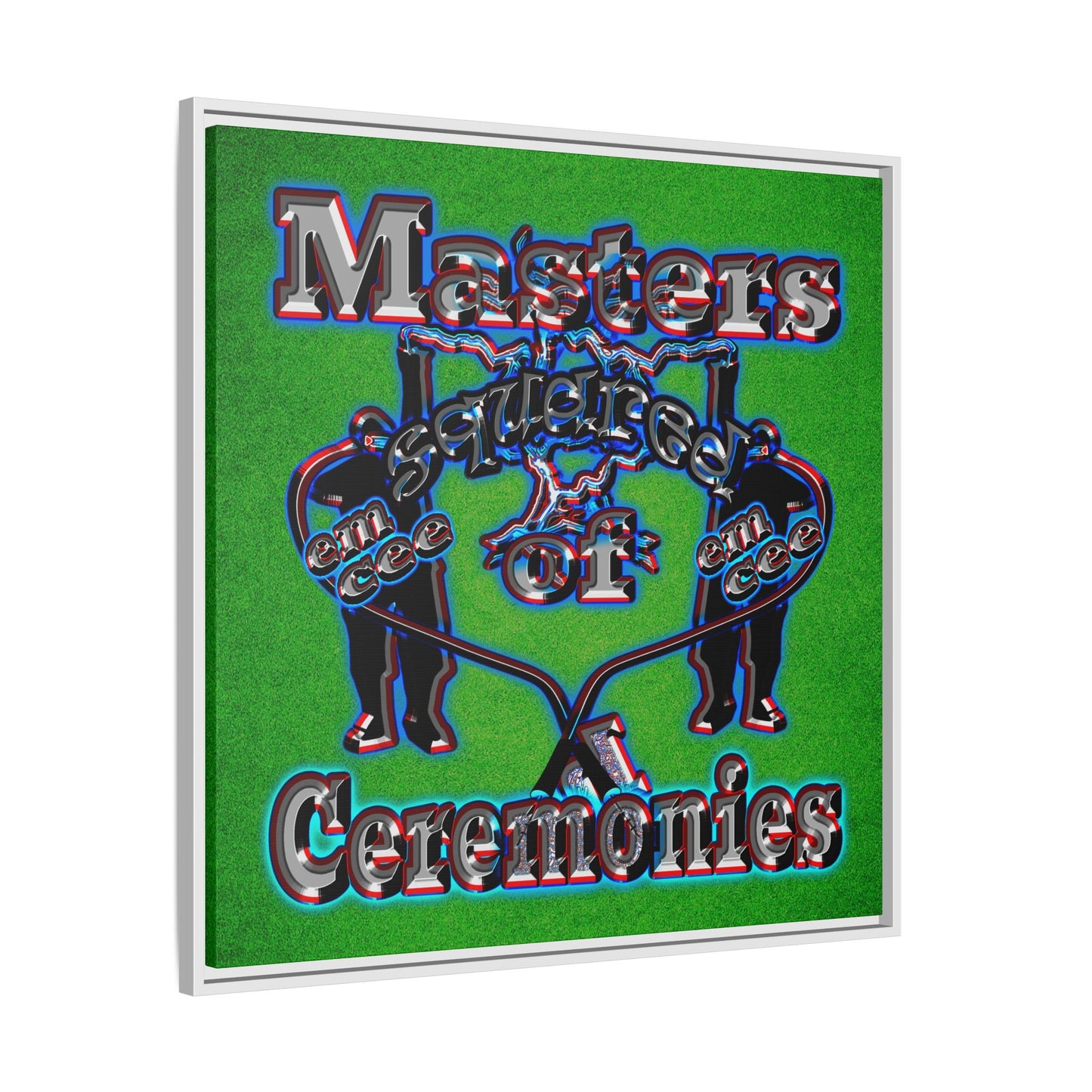em cee squared - framed canvas art (green turf)