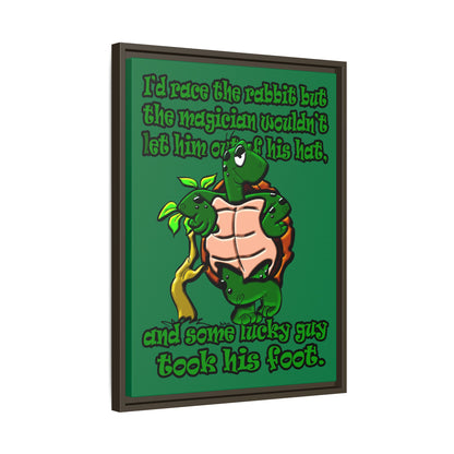 turtle race - framed canvas art (dark green)