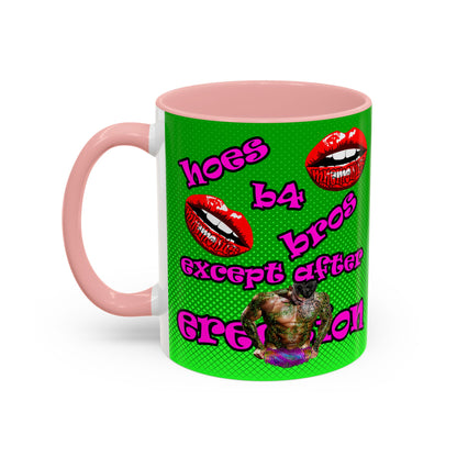 hoes b4 bros - Accent Mug (logo green)