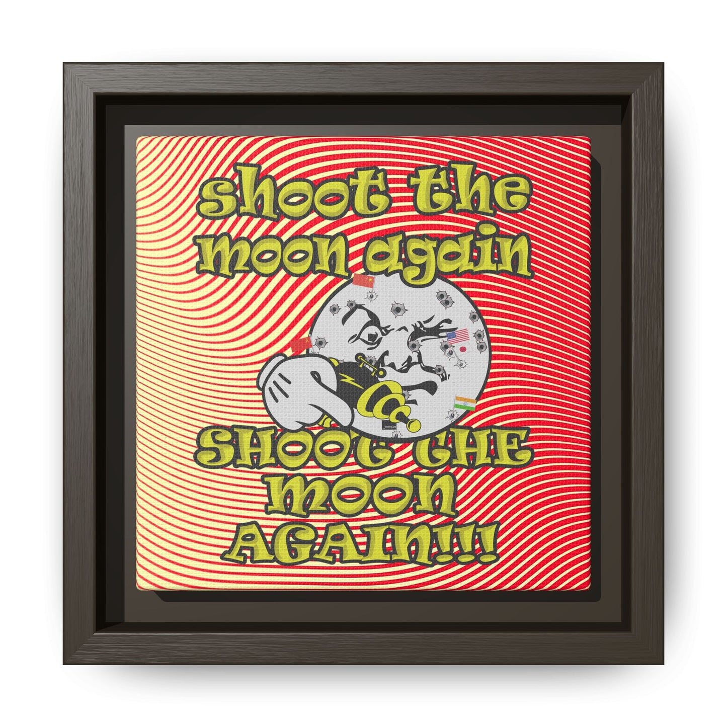 shoot the moon again - framed canvas art (yellow-orange wave)