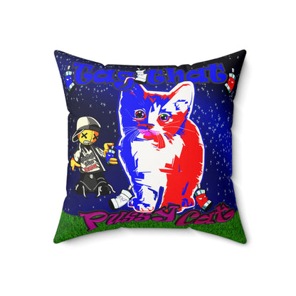 tag that - Faux Suede Square Pillow - ('snoops' background)