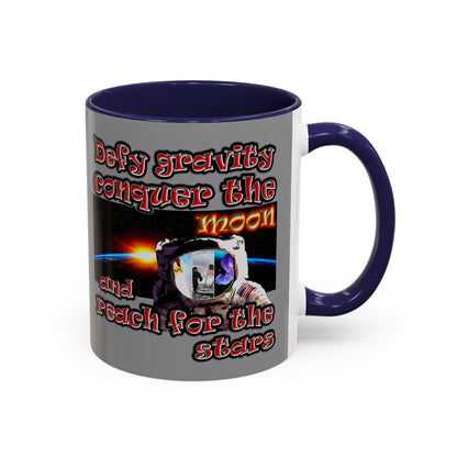 defy conquer reach - Accent Mug (grey)