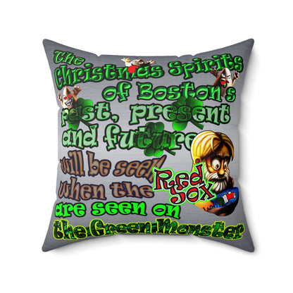 christmas spirits of boston - Spun Polyester Square Pillow - (brushed nickel)