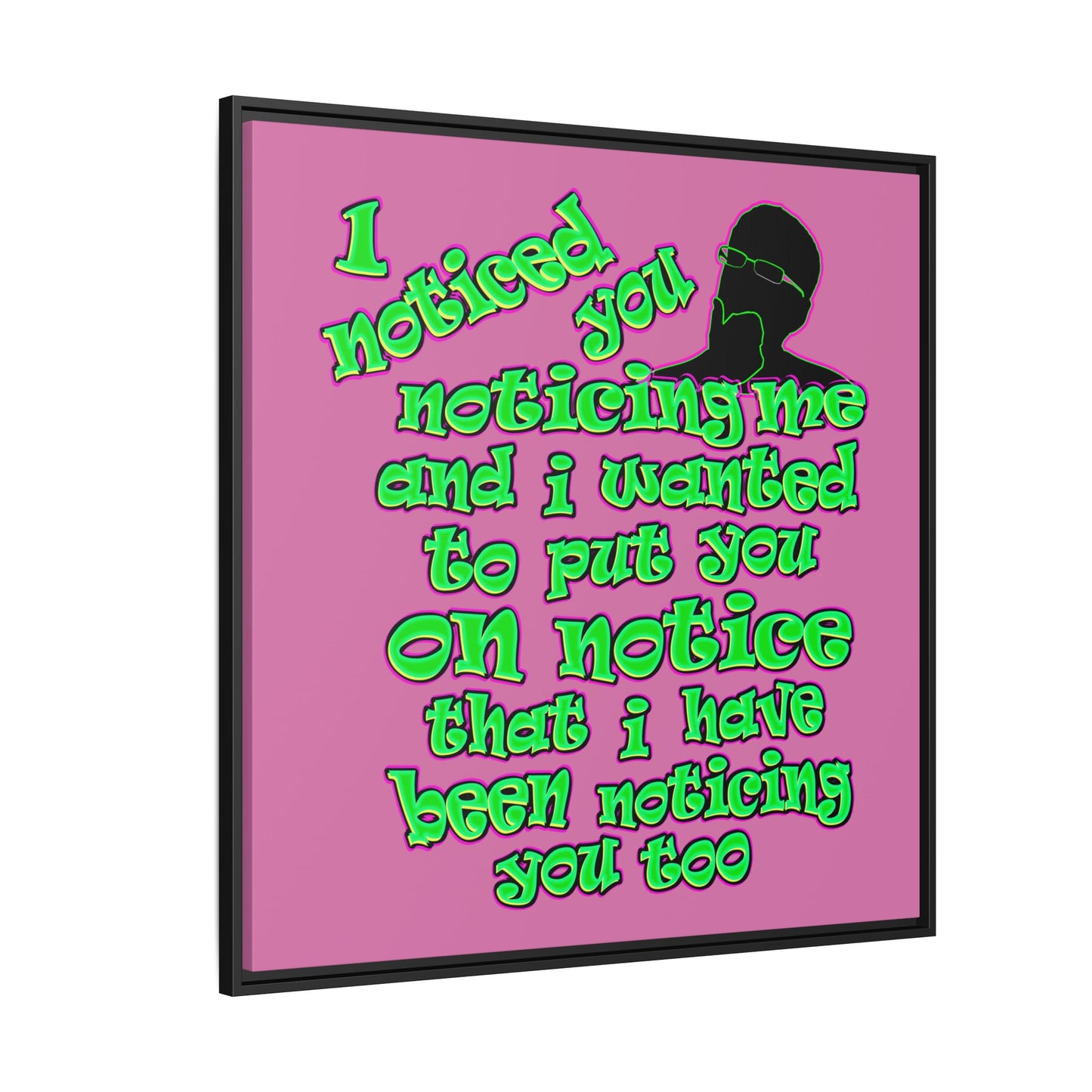noticed you noticing - framed canvas art (light pink)