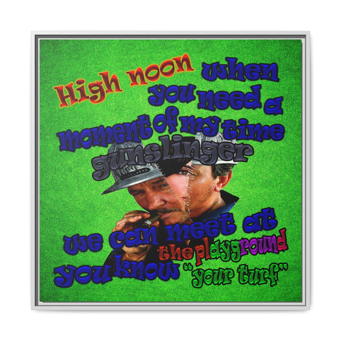 high noon - framed canvas art (green turf)