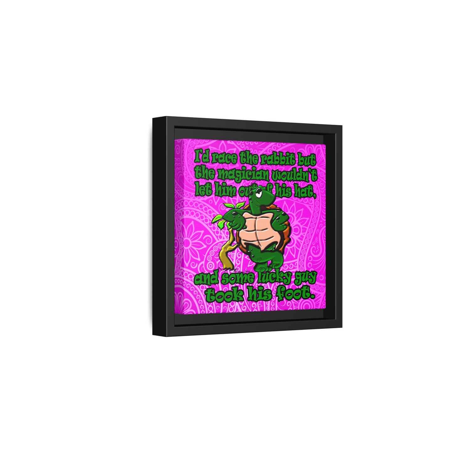 turtle race - framed canvas art (pink swirl)