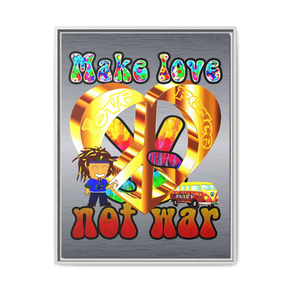 love peace - framed canvas art (brushed nickel)