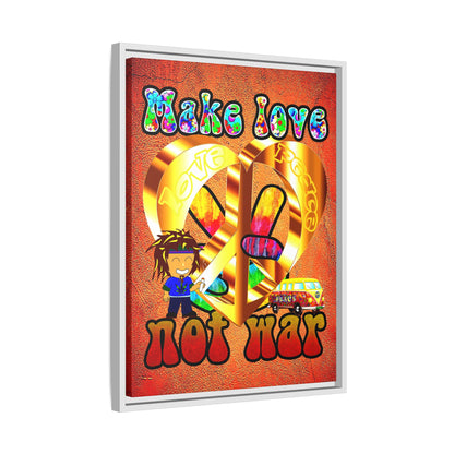 love peace - framed canvas art (burnt orange)