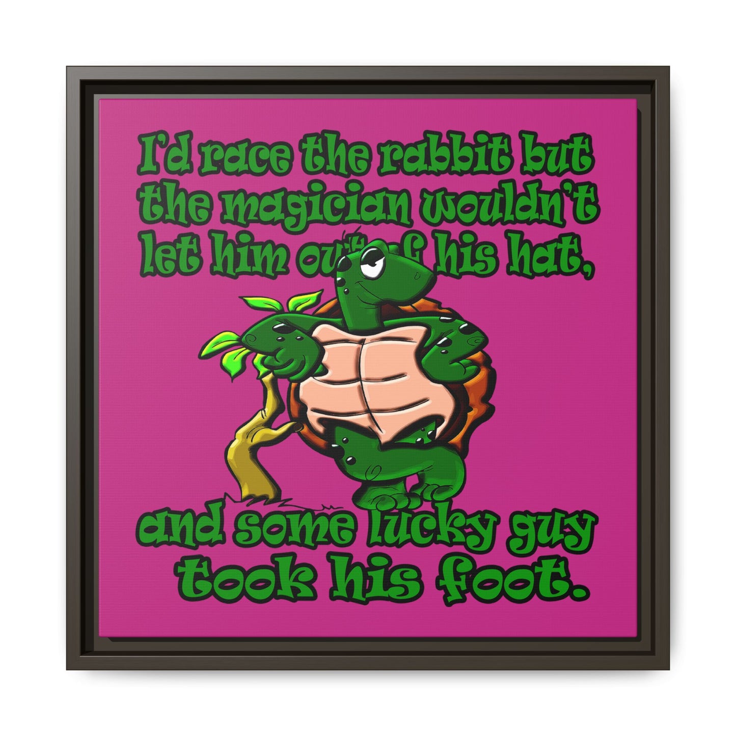 turtle race - framed canvas art (pink)