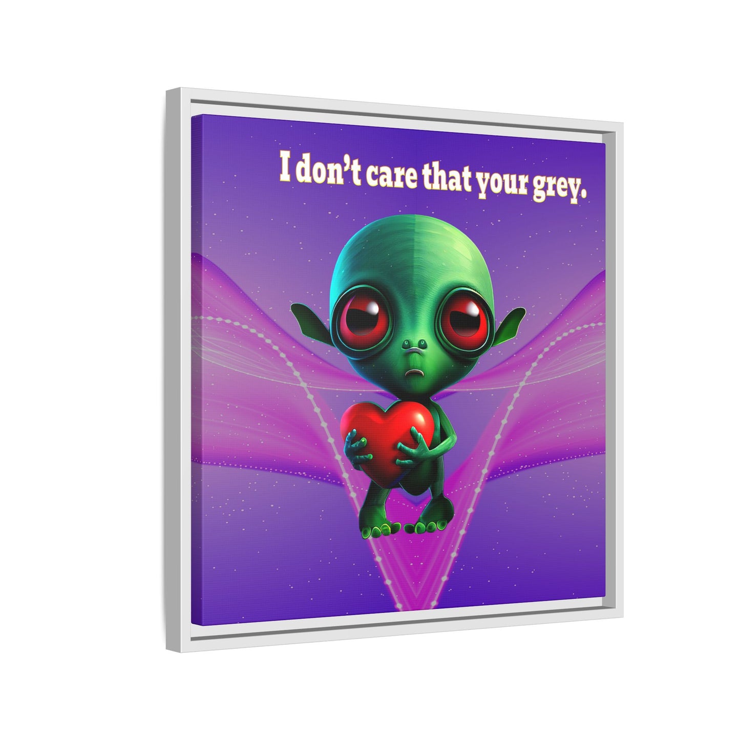 I don't care that your grey - framed canvas art (purple-pink wave)