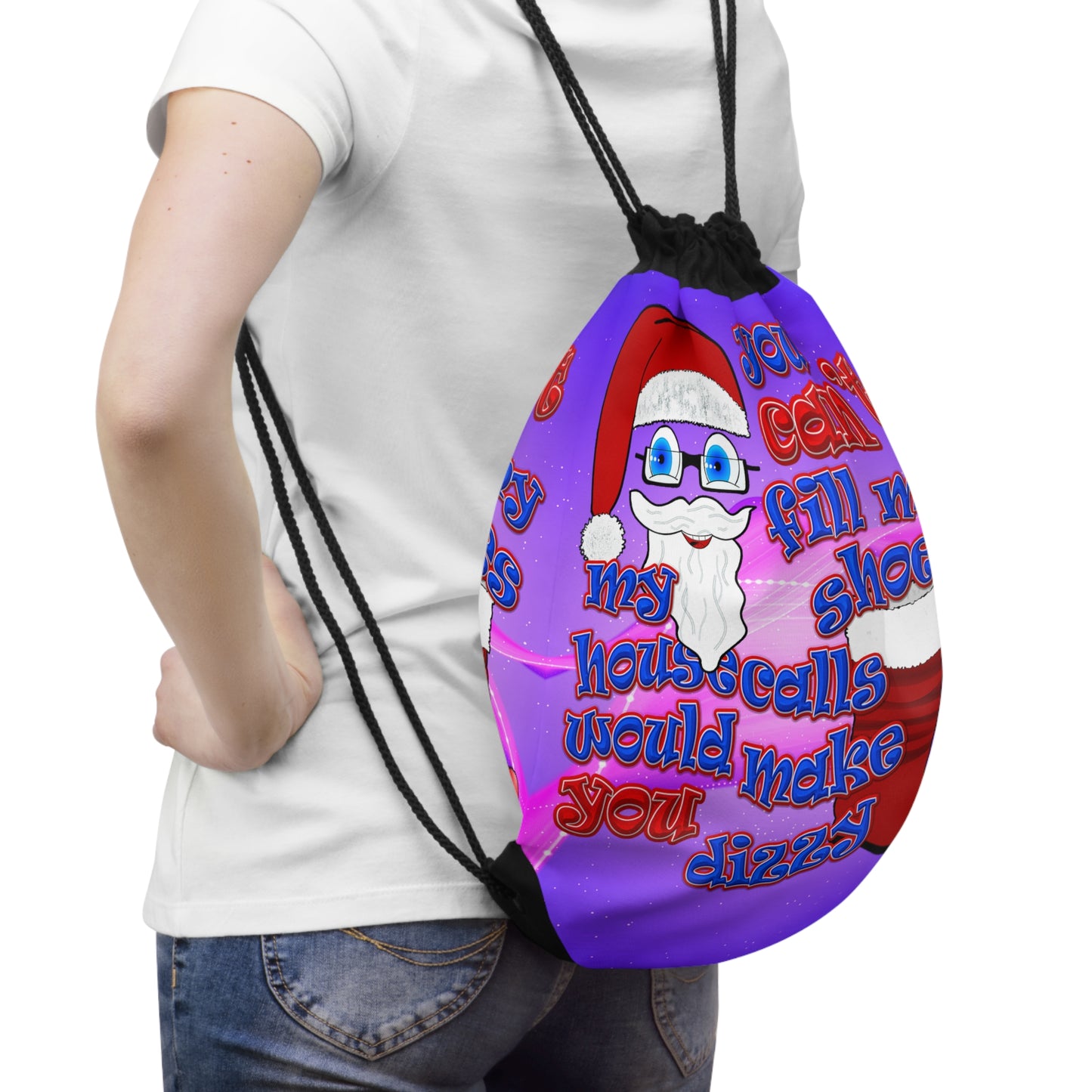santa's shoes - Drawstring Bag (purple-pink wave)
