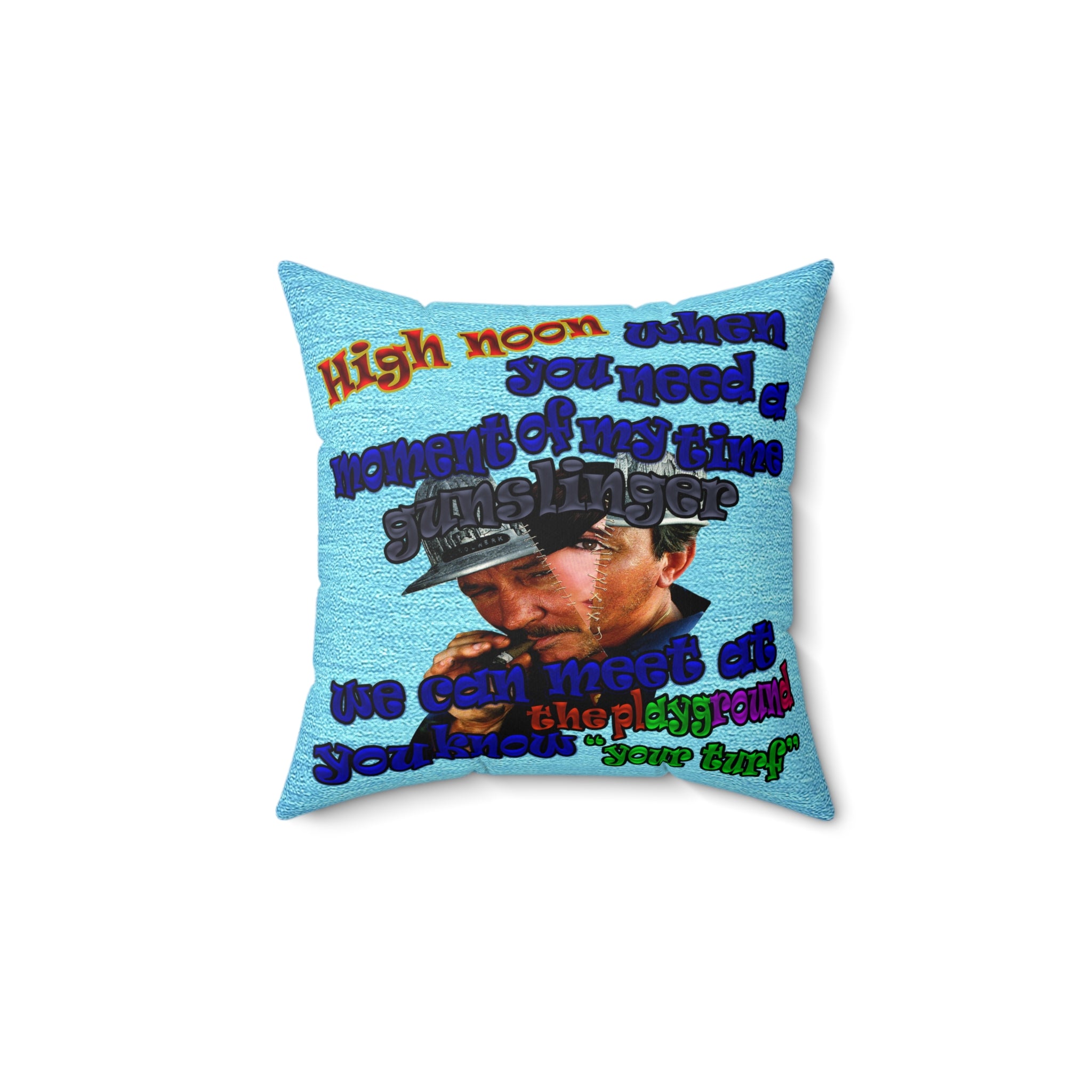 high noon - Spun Polyester Square Pillow - (faded blue)