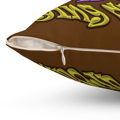 the bum's shit - Spun Polyester Square Pillow - (brown)
