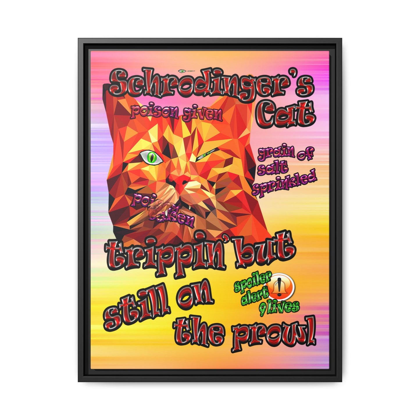 schrodinger's cat - framed canvas art (color blur)