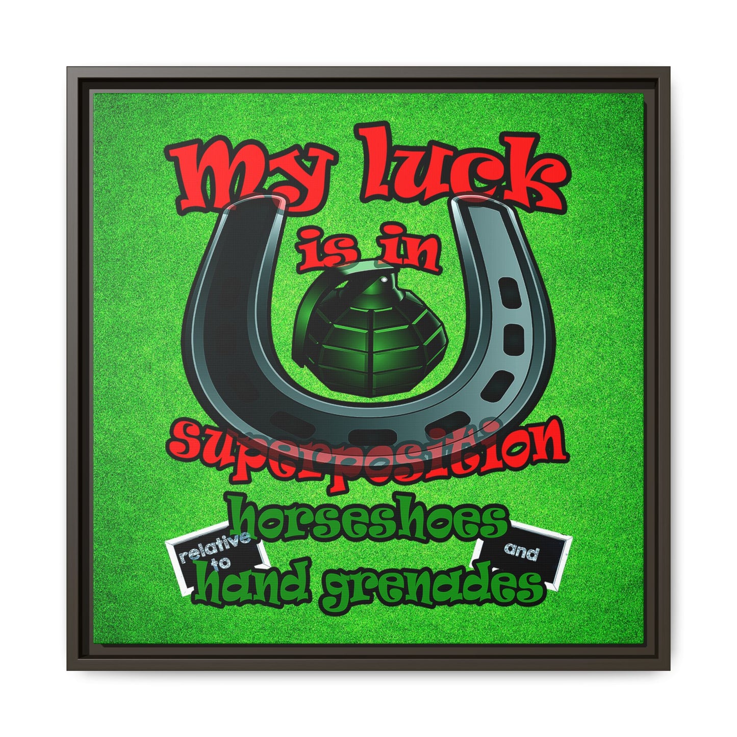 my luck - framed canvas art (green turf)