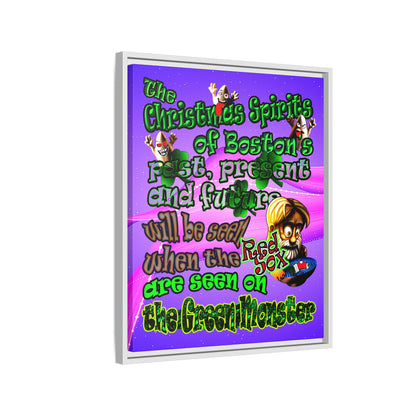 christmas spirits of boston - framed canvas art (purple-pink wave)
