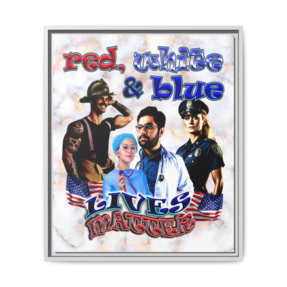 rw&b lives matter - framed canvas art (white marble)