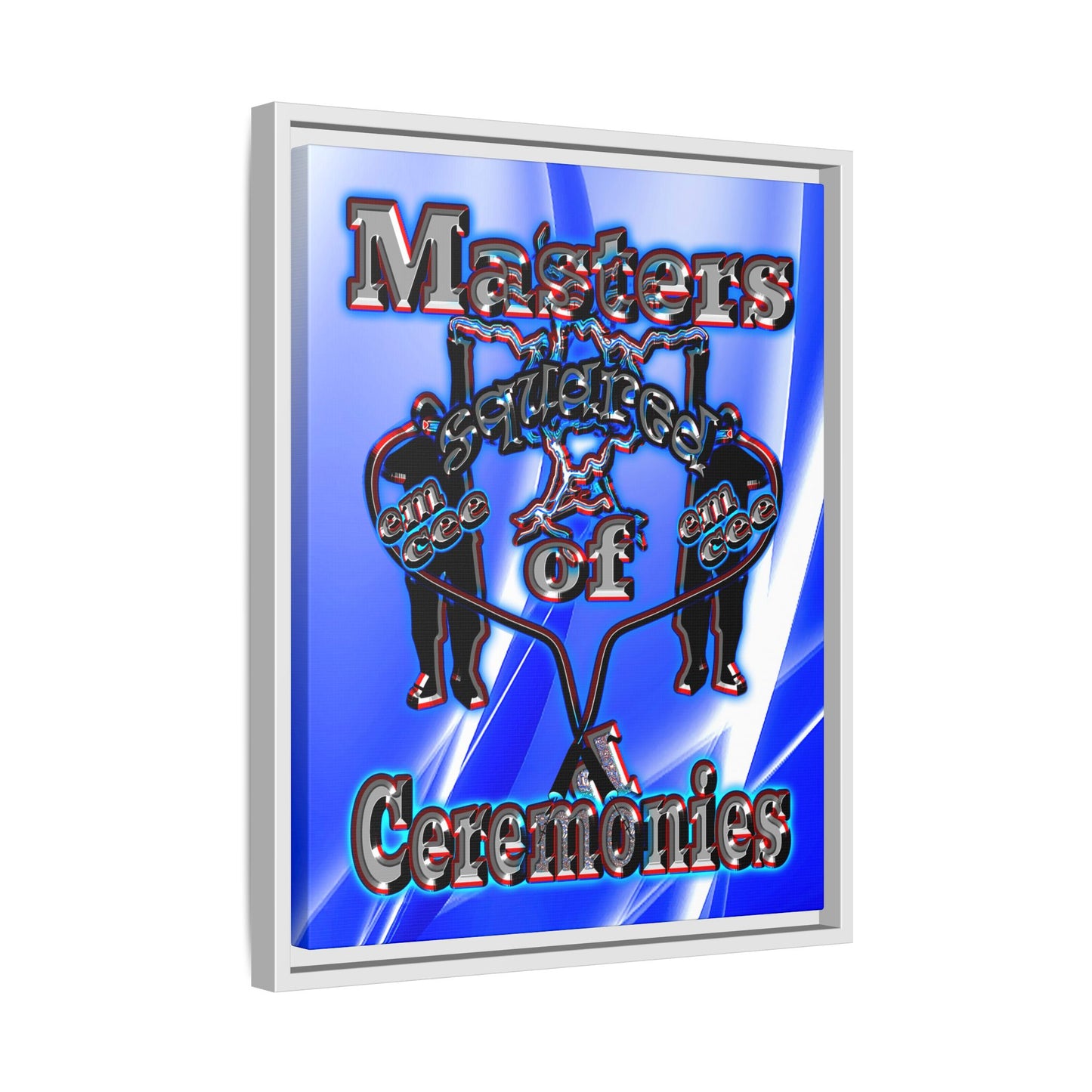 em cee squared - framed canvas art (blue-white wave)